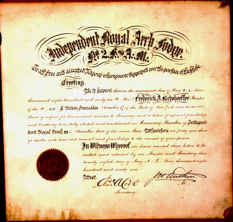 1866 th Independent Royal Arch n°2, Document